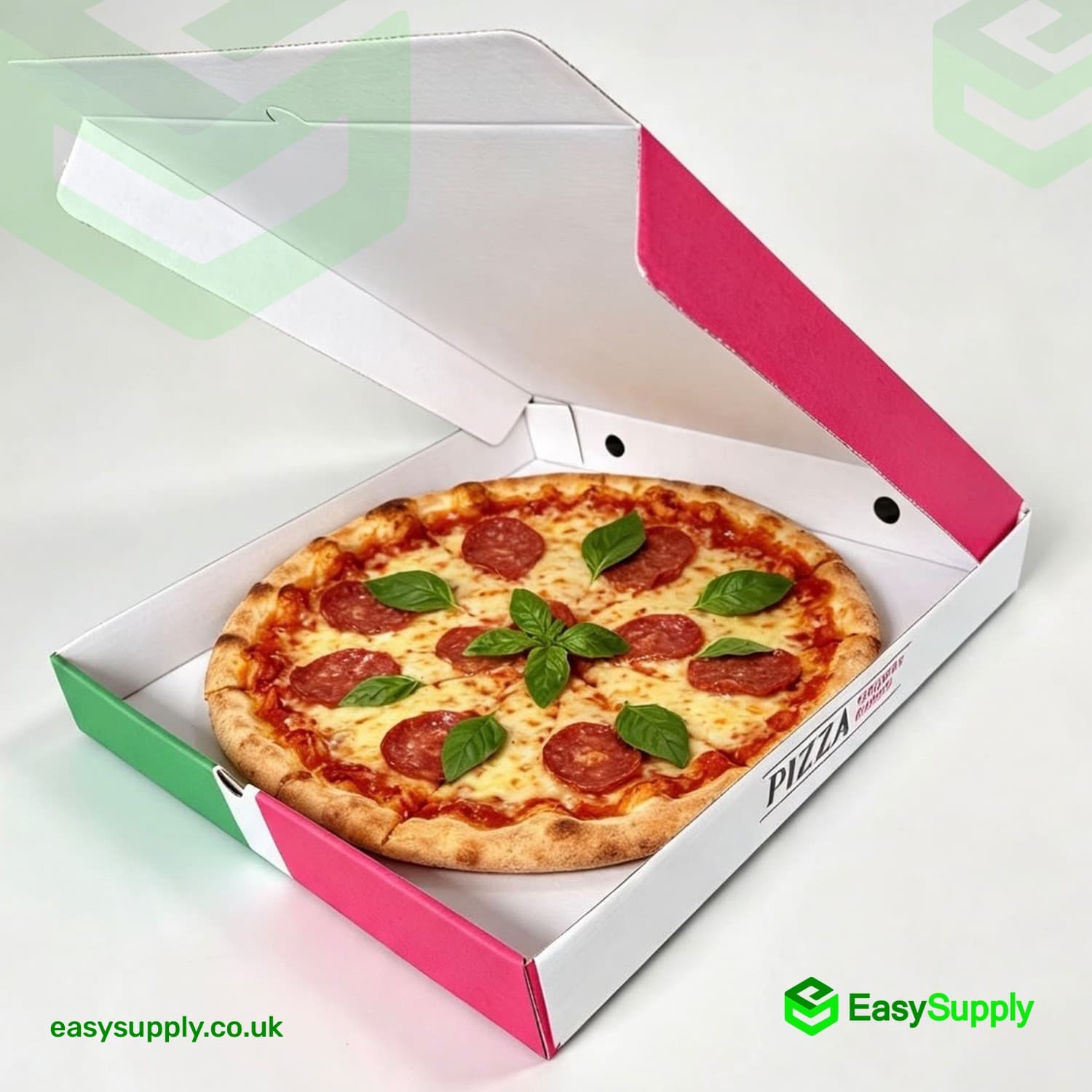 13" Pizza Box White Italian Print Premium Quality