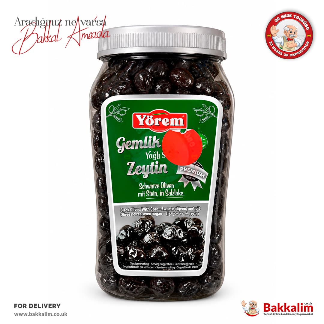 Yorem Gemlik Oily Brined Black Olives 1200g