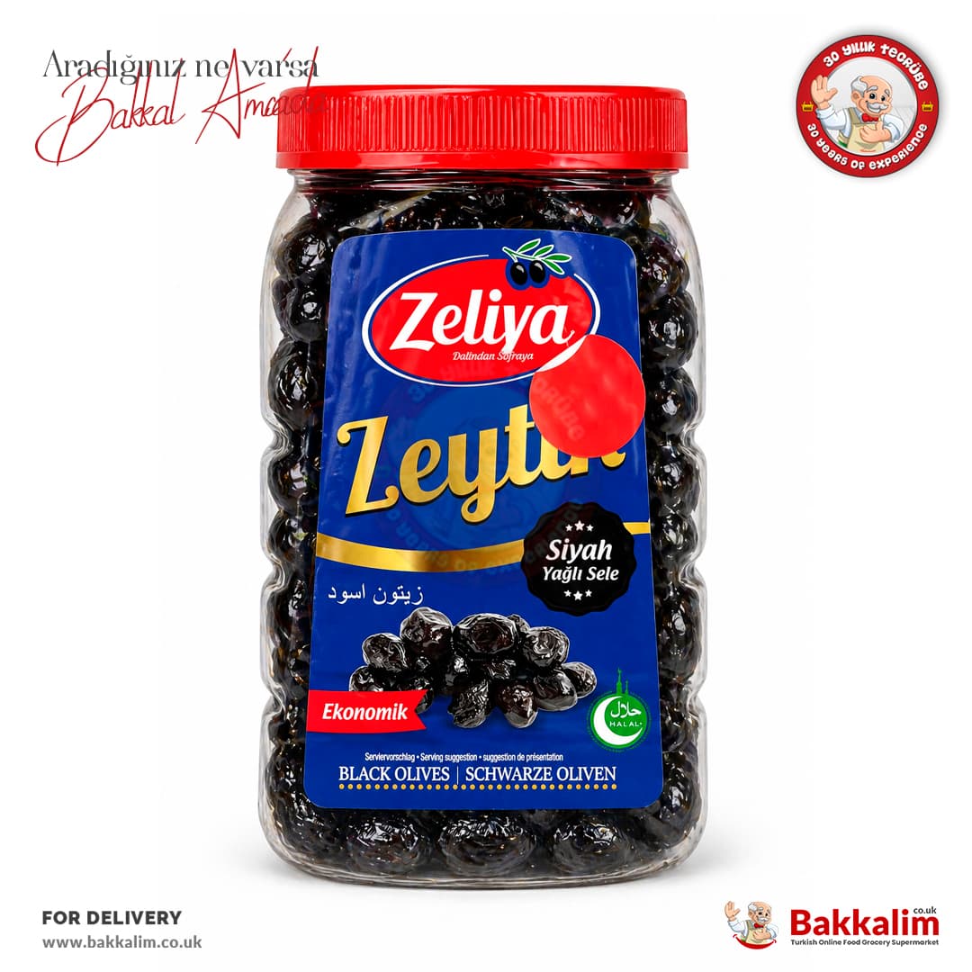 Zeliva Gemlik Oily Brined Black Olives 1200g
