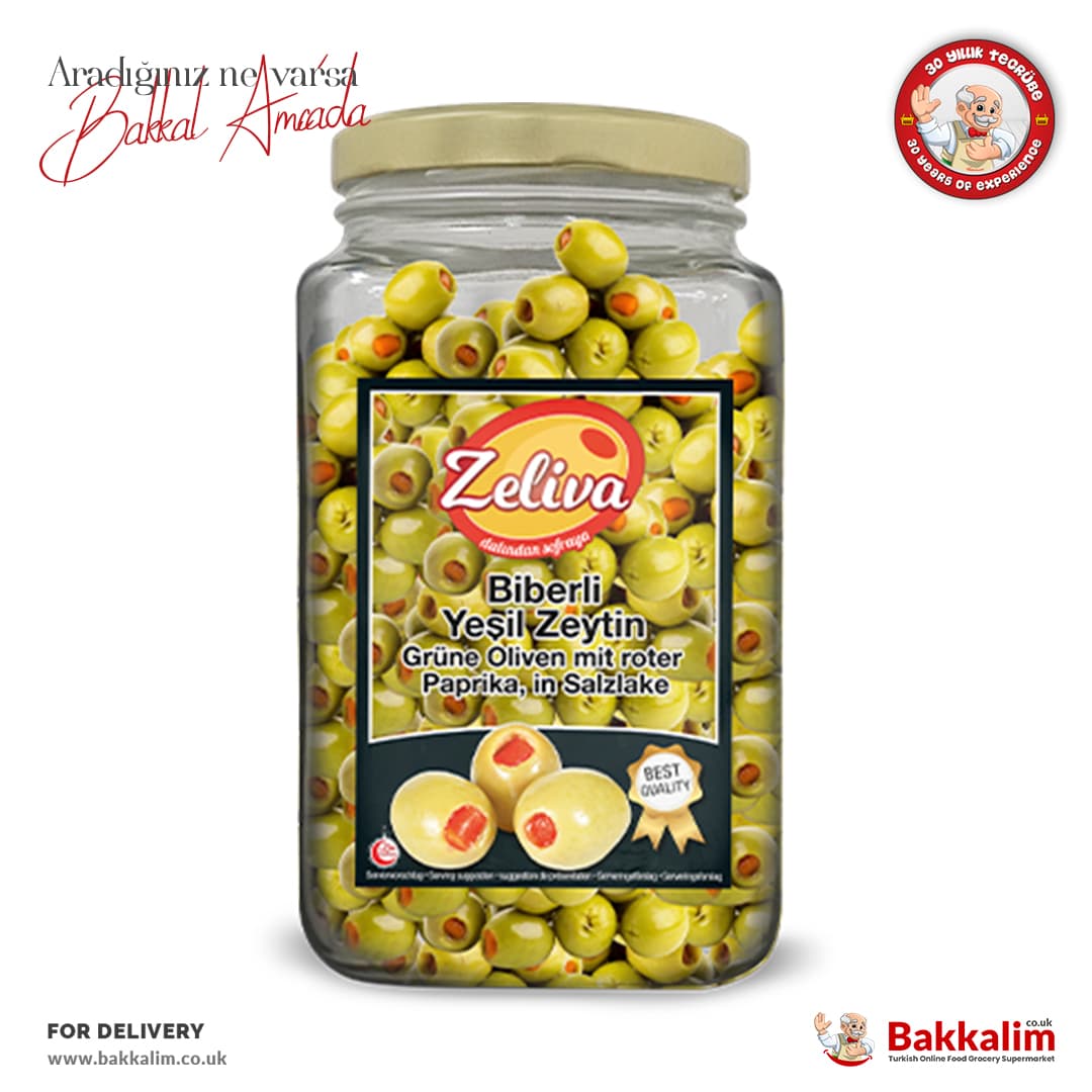 Zeliva Stuffed Red Pepper Green Olives 400g