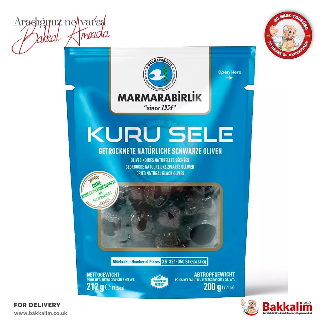 Marmarabirlik XS Dried Natural Black Olives N200g