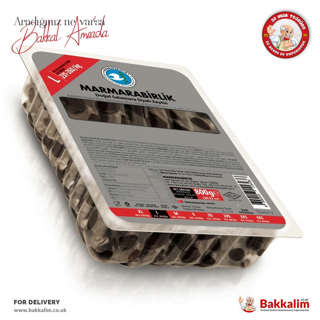 Marmarabirlik L Hiper Vacuum Natural Black Olives 800g