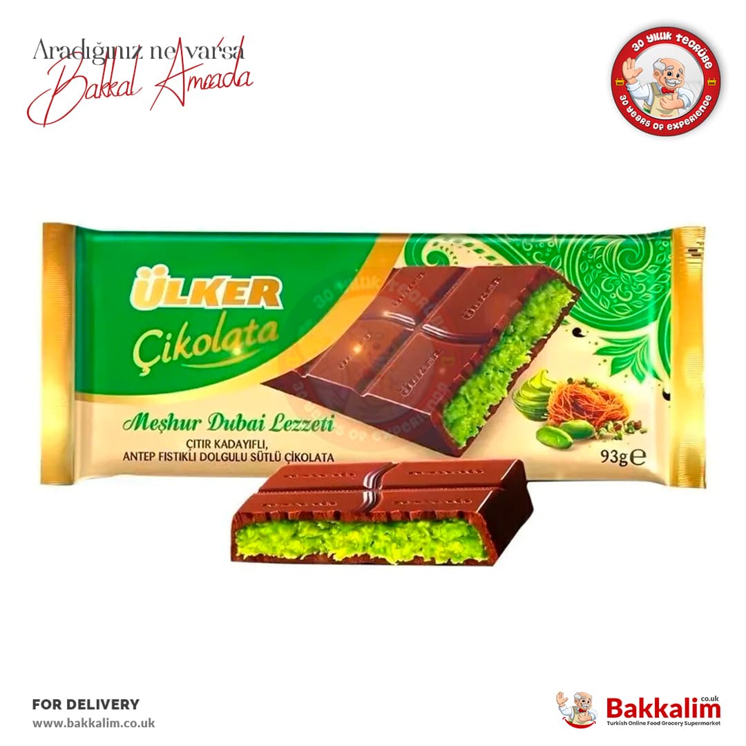 Ulker Dubai Chocolate Crunchy Kadaif With Pistachio Filling Milk Chocolate Bar 93g