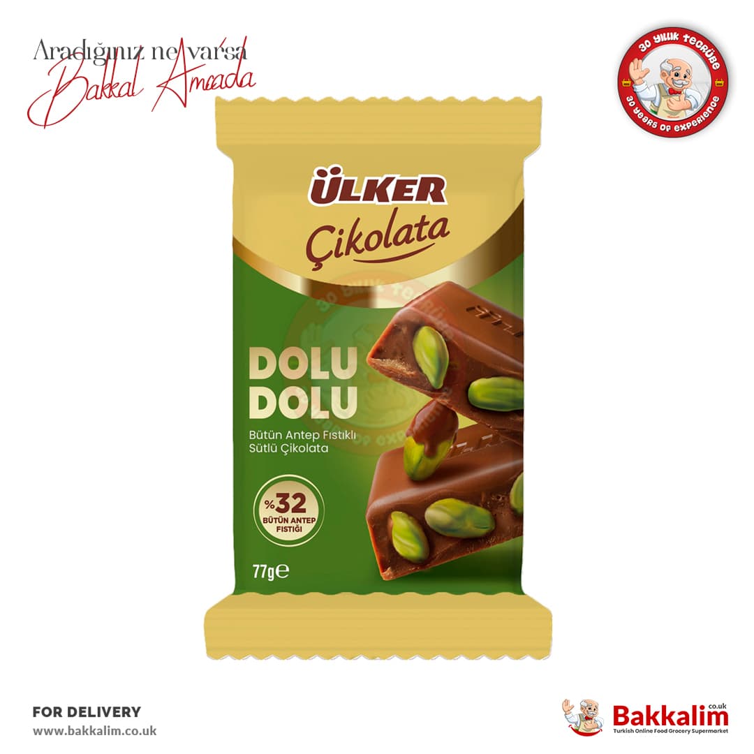 Ulker Dolu Dolu Milk Chocolate with 32% Whole Pistachios 77g