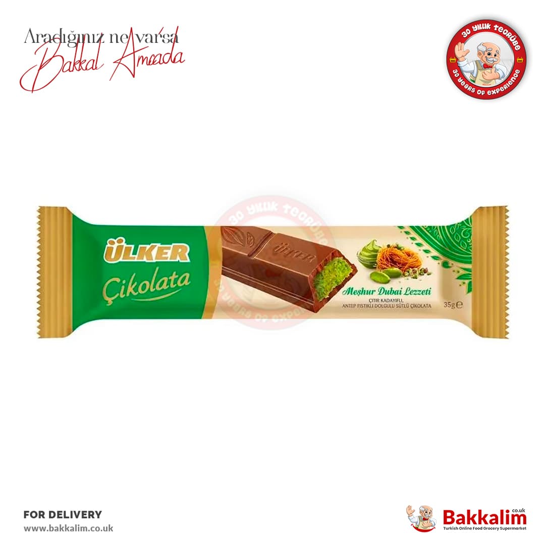 Ulker Dubai Chocolate Crunchy Kadaif With Pistachio Filling Milk Chocolate Bar 35g
