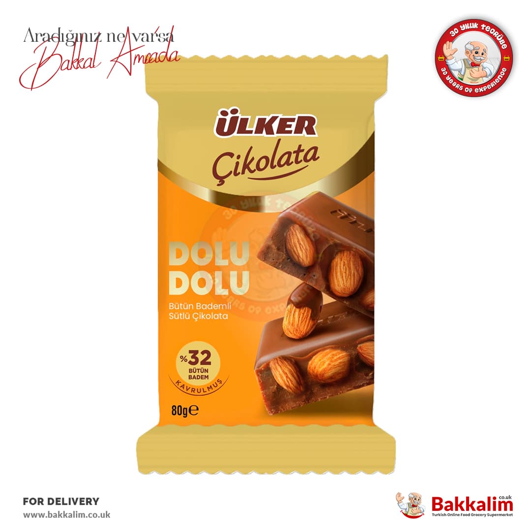 Ulker %32 Dolu Dolu Whole Almond Milky Chocolate 80g