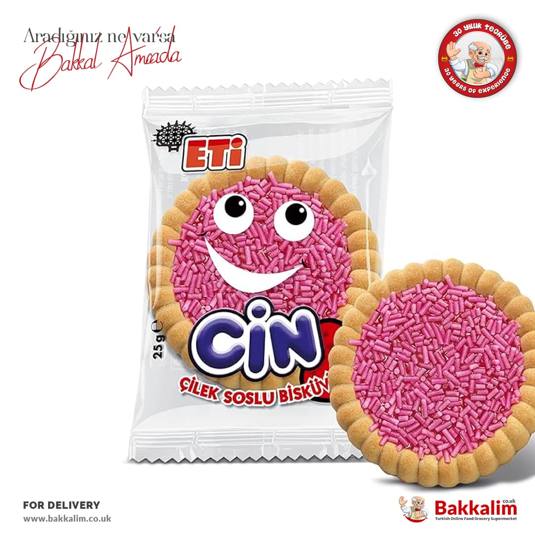 Eti Cin Strawberry Sauce Jelly Biscuit 25g