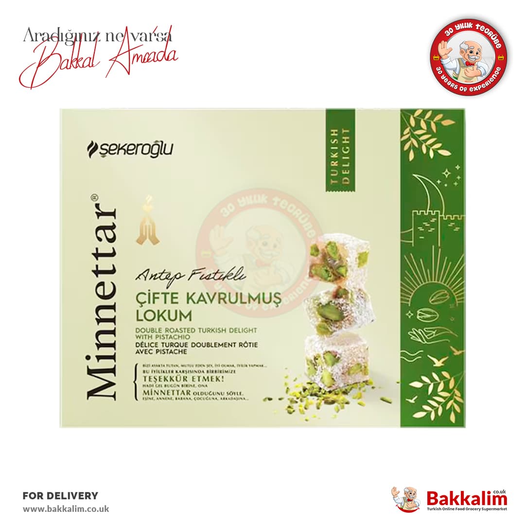 Sekeroglu Minnettar Double Roasted Pistachio Turkish Delight 300g