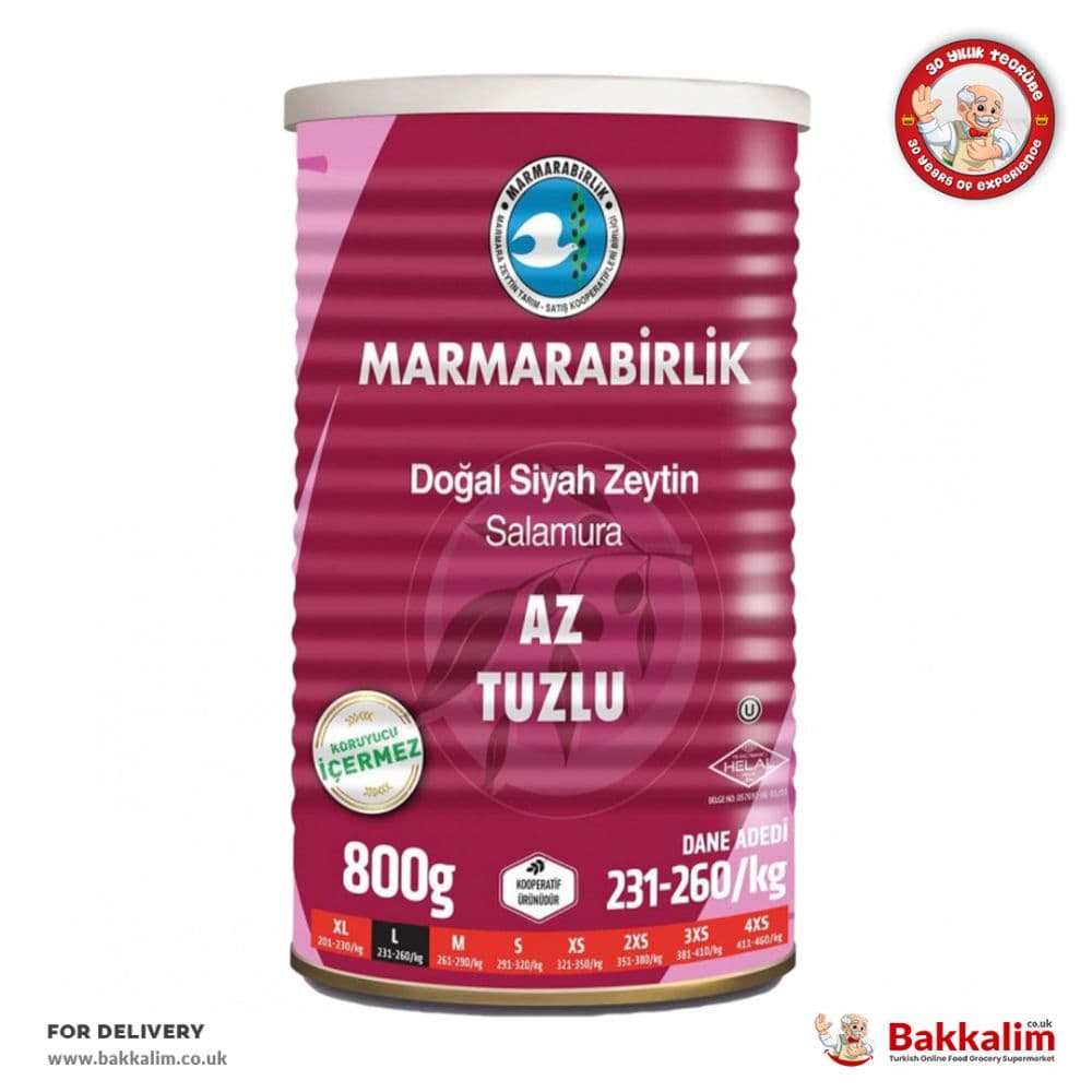 Marmarabirlik L 800gr Low Salted Natural Black Olives
