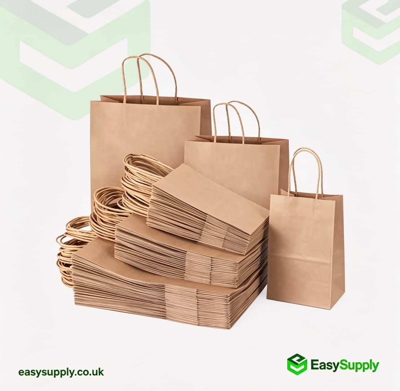 Large Twisted Handle Paper Bag Plain Brown 260 x 140 x 300 100 Pcs Aprox
