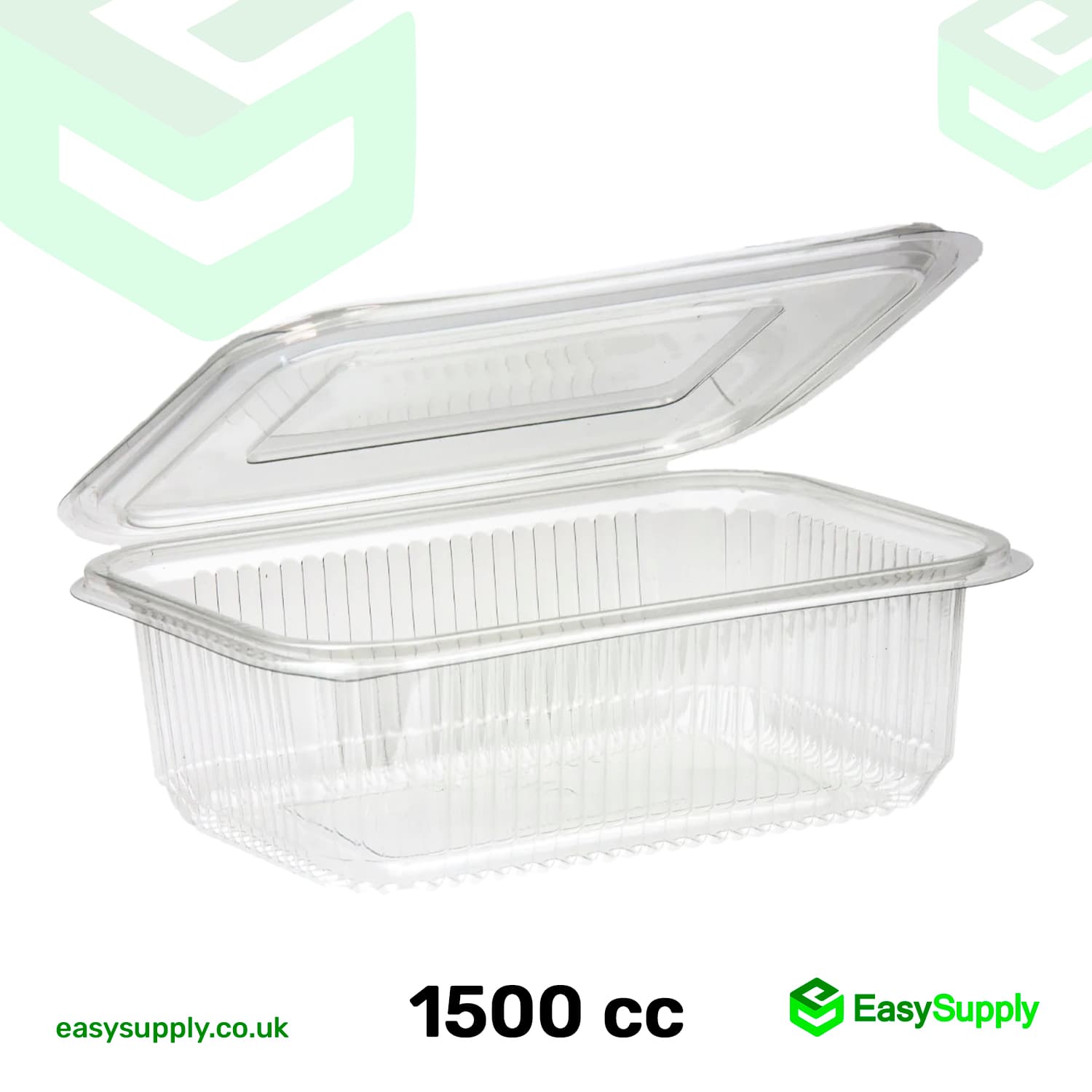 1500 cc Clear Hinged Plastic Containers HD